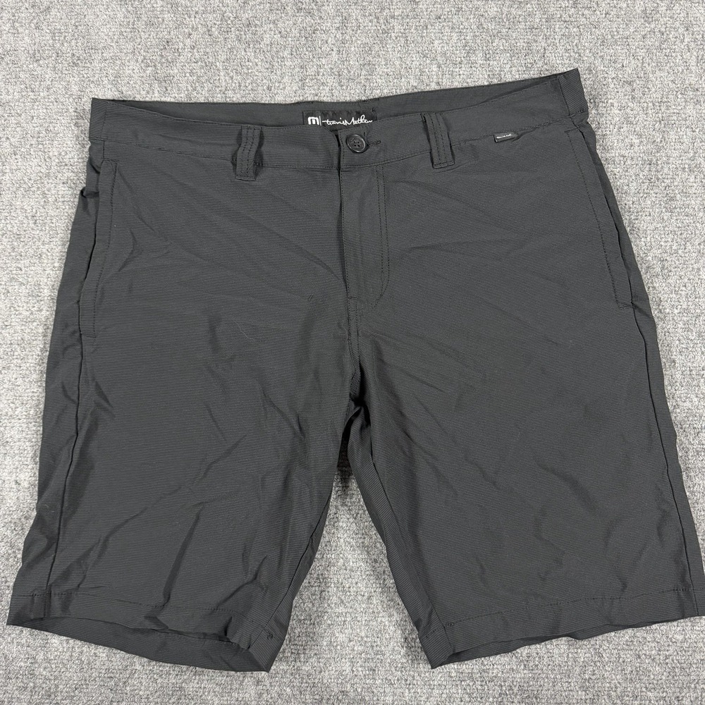 Travis Mathew Short Mens 34 Black Charcoal Performance Golf 10" Inseam